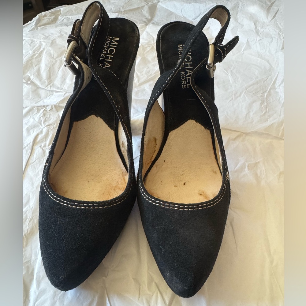 Michael Kors Black Suede Slingback Heels